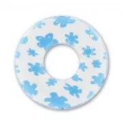 Donuts Millefiori 22 mm Crystal fleurs Aquamarine x1