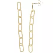 Boucles d'oreilles pendantes chaîne maille rectangle 58x5 mm - Doré x2