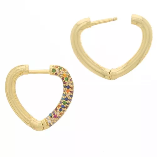 Dormeuses forme coeur avec oxydes de zirconium 18x19 mm - Doré - Multicolore x2