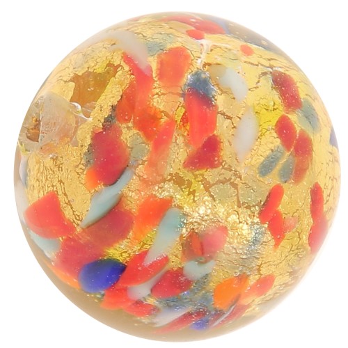 Ronde Murano 10 mm Arlequin et feuille d'or x1