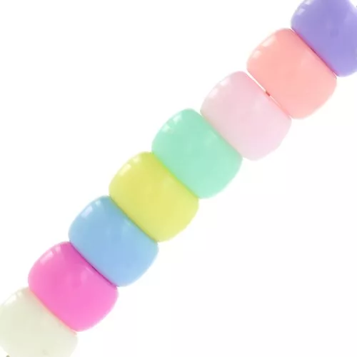 Assortiment de perles gros trous - Pony beads - 9x6 mm Multicolore Pastel x50