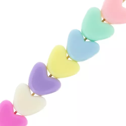 Assortiment de perles coeurs gros trous - 8.5x11 mm Multicolore Pastel x50