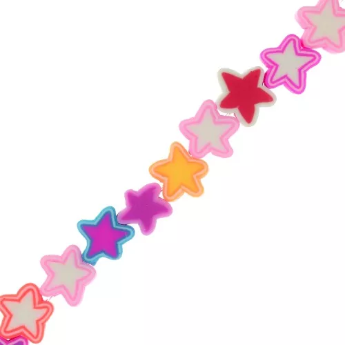 Perles étoiles en pâte polymère 9 mm Multicolore x 32cm