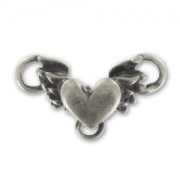 Intercalaire coeur 3 anneaux 11x19 mm argenté vieilli x1
