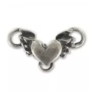 Intercalaire coeur 3 anneaux 11x19 mm argenté vieilli x1