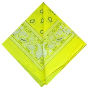 Jaune Fluo - Bandana 100% coton - motif Cachemire - Jaune Fluo x1 Bandana 100% coton - motif Cachemire - Jaune Fluo x1