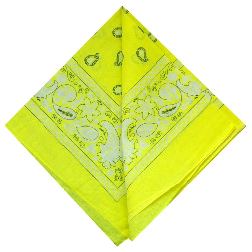 Bandana 100% coton - motif Cachemire - Jaune Fluo x1
