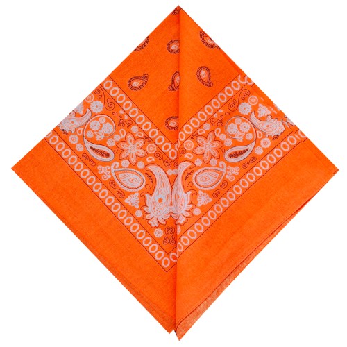 Bandana 100% coton - motif Cachemire - Orange Fluo x1