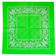 Bandana 100% coton motif cachemire - 53 x 53cm - Vert Fluo x1