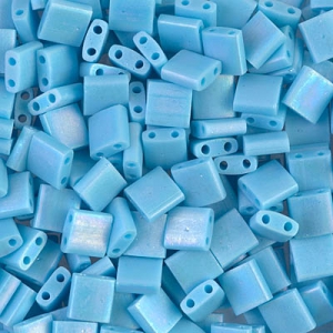 Miyuki Tila Beads 5x5x1.9 mm TL-0413FR - Mat Op Turquoise Blue AB x10g