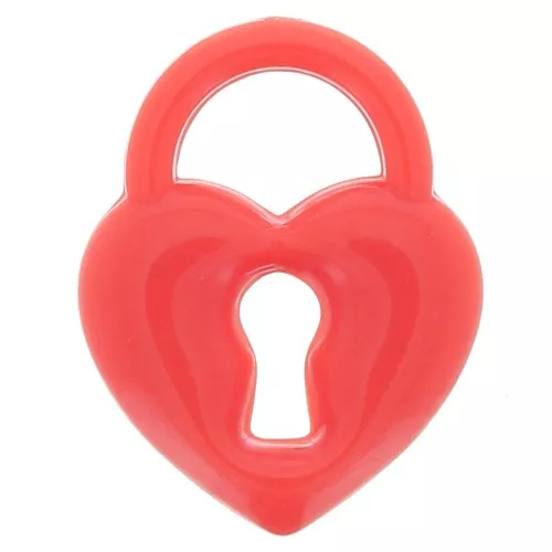 Pendentif cadenas coeur 19x15 mm en acrylique - Rouge x1