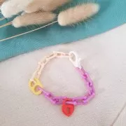 Pendentif cadenas coeur 19x15 mm en acrylique - Rouge x1