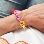 Pendentif cadenas coeur 19x15 mm en acrylique - Rouge x1