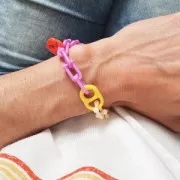 Pendentif cadenas coeur 19x15 mm en acrylique - Saumon x1