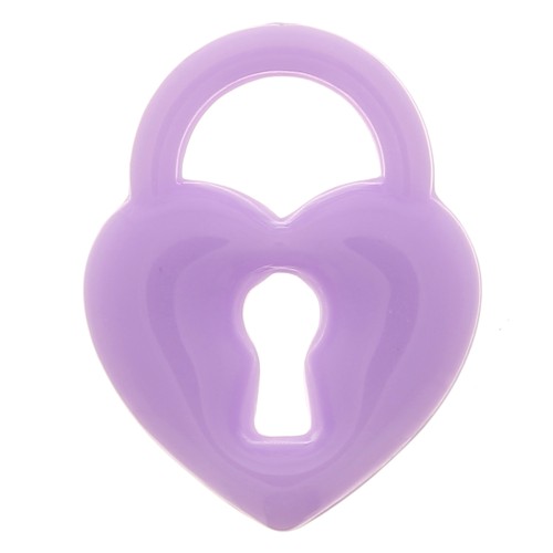 Pendentif cadenas coeur 19x15 mm en acrylique - Lilas x1