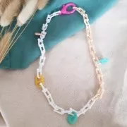 Pendentif cadenas coeur 19x15 mm en acrylique - Beige x1