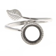 Bague feuille réglable serti pour cabochon fond plat 8 mm - Argent 925 x1|raw }}