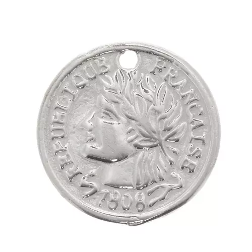 Sequin pièce de monnaie République Française 11 mm - Argent 925 x1