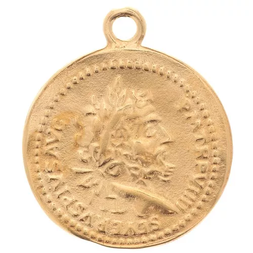 Pendentif pièce de monnaie Romaine 24x20.5 mm - Plaqué Or 3 microns x1