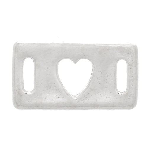 Intercalaire rectangle évidé motif coeur - 16x9 mm - Argent 925 x1