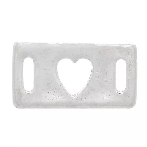 Intercalaire rectangle évidé motif coeur - 16x9 mm - Argent 925 x1