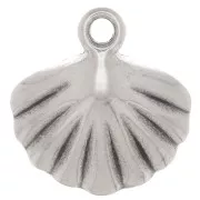 Pendentif coquillage 16x14.5 mm - Placage argent fin vieilli x1