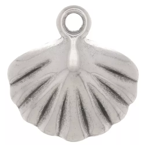Pendentif coquillage 16x14.5 mm - Placage argent fin vieilli x1