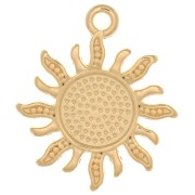 Pendentif soleil 21x18 mm pour cabochon 8 mm - Doré à l'or fin x1|raw }}