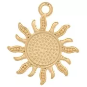 Pendentif soleil 21x18 mm pour cabochon 8 mm - Doré à l'or fin x1