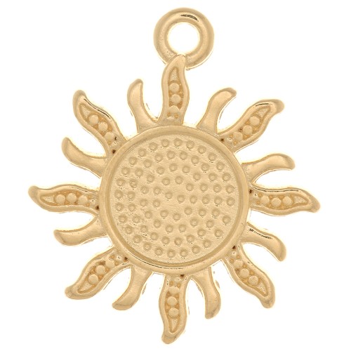 Pendentif soleil 21x18 mm pour cabochon 8 mm - Doré à l'or fin x1