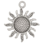 Pendentif soleil 21x18 mm pour cabochon 8 mm - Placage argent fin vieilli x1|raw }}