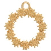 Pendentif couronne de fleurs 19.5 mm pour cabochon 1.8 mm - Doré à l'or fin x1
