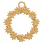 Pendentif couronne de fleurs 19.5 mm pour cabochon 1.8 mm - Doré à l'or fin x1