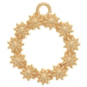 Pendentif couronne de fleurs 19.5 mm pour cabochon 1.8 mm - Doré à l'or fin x1