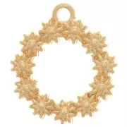 Pendentif couronne de fleurs 19.5 mm pour cabochon 1.8 mm - Doré à l'or fin x1