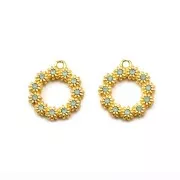 Pendentif couronne de fleurs 19.5 mm pour cabochon 1.8 mm - Doré à l'or fin x1