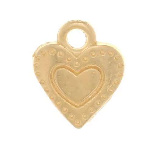 Mini breloques coeur travaillées 8x7 mm - Doré à l'or fin x5