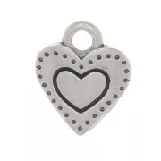 Mini breloques coeur travaillées 8x7 mm - Placage argent fin vieilli x5