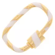 Fermoir ovale à visser avec résine 25x16 mm - Doré - Blanc x1