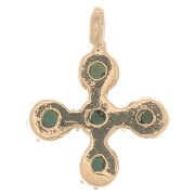 Mini breloque croix 9x7 mm avec oxydes de Zirconium 1.7 mm - Doré à l'or fin - Turquoise x1