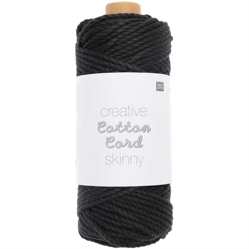 Bobine de corde en coton pour macramé 3mm -Creative Cotton Cord Skinny Noir x 55m