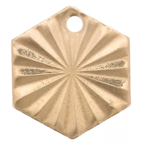 Sequin hexagonal travaillé 10x9 mm - Gold filled (or laminé) x1