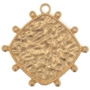 Pendentif losange travaillé de petites boules 25x26 mm - Doré à l'or fin x1|raw }}