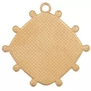 Pendentif losange travaillé de petites boules 25x26 mm - Doré à l'or fin x1