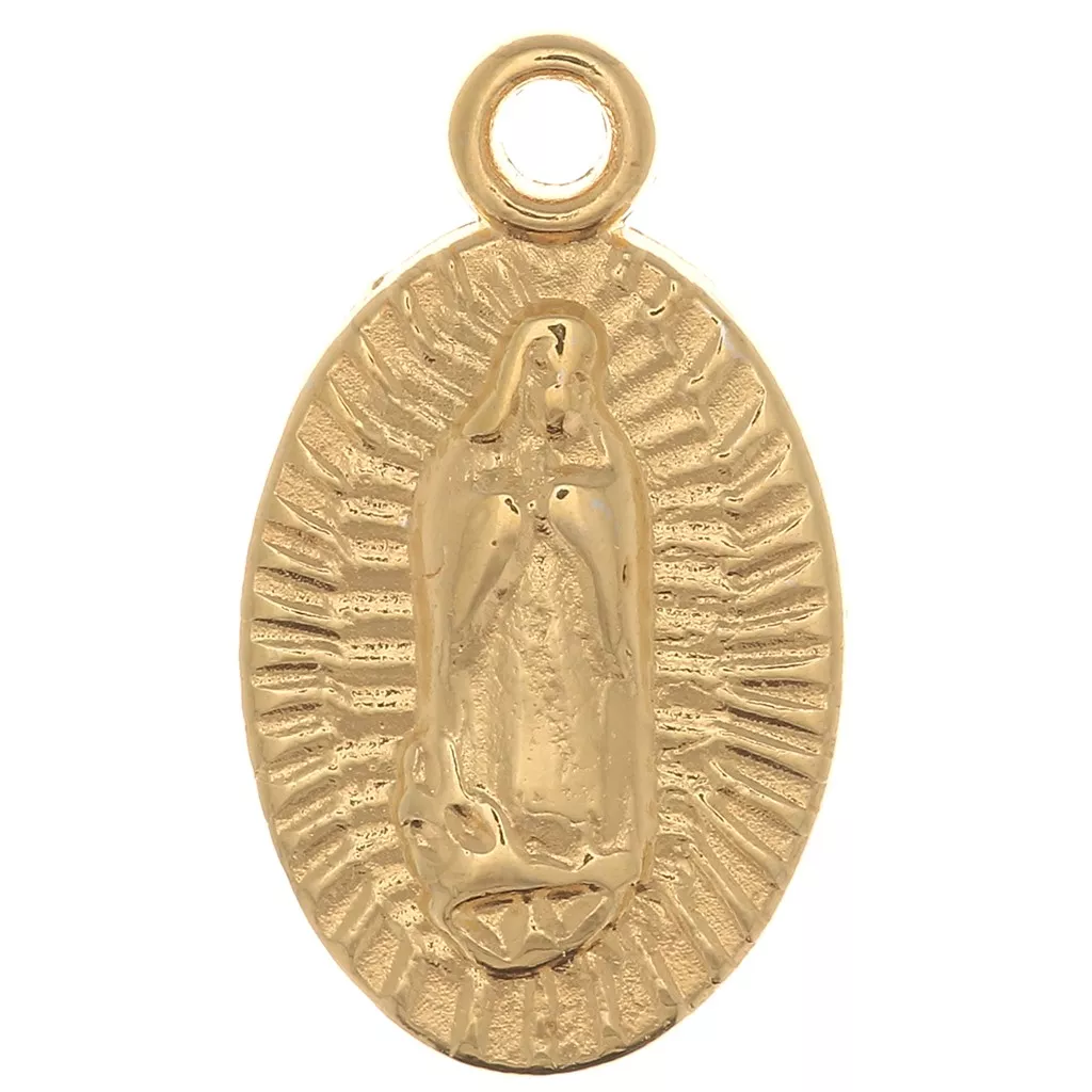 Breloque Vierge De La Caridad En Or Jaune 14 Carats 16mm - Marque FindingKing, Neuf