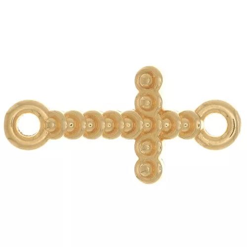 Intercalaire croix travaillé 2 anneaux 22x11 mm - Doré à l'or fin x1