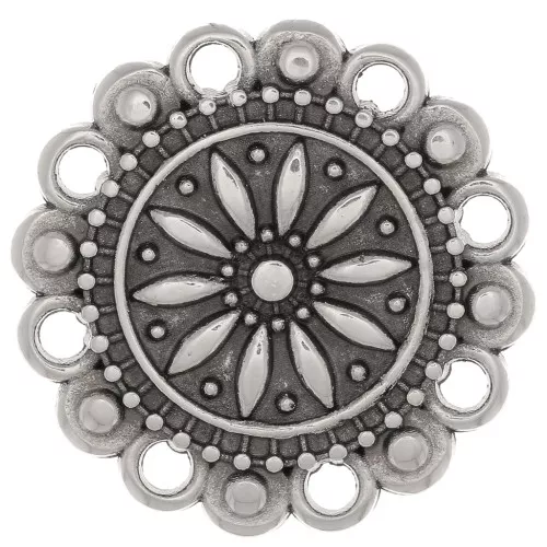 Intercalaire fleur travaillé multi-trous 19 mm - Placage argent fin vieilli x1