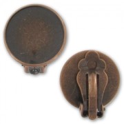 Clips d'oreilles porte-cabochon 18 mm cuivré vieilli x2|raw }}