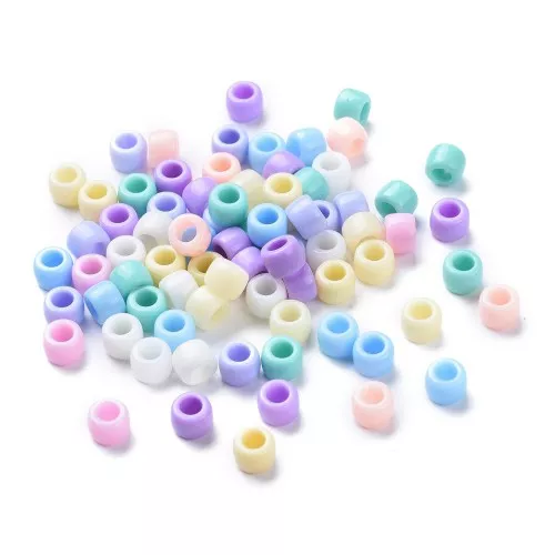 Assortiment de perles Pony beads - 8x6 mm Multicolore Violet Pastel x100