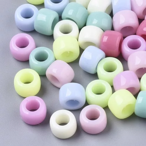 Assortiment de perles Pony beads - 8x6 mm Multicolore Vert Pastel x50